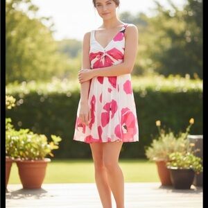 Alice + Olivia Silk Pink & White Floral Hibiscus